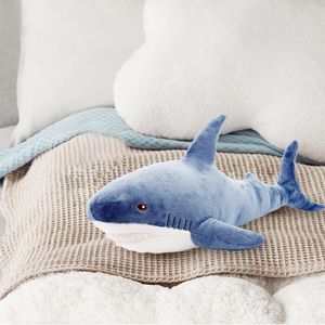 Plush Dolls 30cm Blue Shark Stuffed Plush Doll Soft Cute Cartoon Animal Reading Pillow Cushion Ocean Decoration Toy Children Birthday Gifts 230612