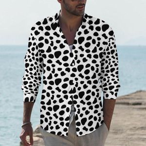 Men's Casual Shirts Dalmatian Dog Streetwear Shirt Man Animal Print Autumn Vintage Blouses Long Sleeve Custom Oversized Clothing