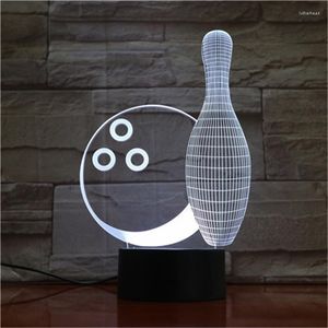 Nocne Lights Bowling Ball 3D Małe siedem kolorowych dotknięć zdalne LED LED kreatywne oprawy oświetleniowe lampa pokój dziecięcych GX-1592