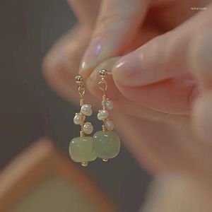 Dangle Earrings Luxury Imitation Pearl Persimmon Drop For Women Sparkling Long Tassel Party Wedding Jewelry Gifts