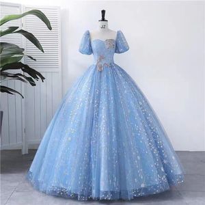 2023 blue Evening Dresses sequined Lace Beads Pearls Sweep Train Prom Dress Cocktail Party Wear Formal Gowns Crystal Formal Party Gowns Custom Made Robe de mariee