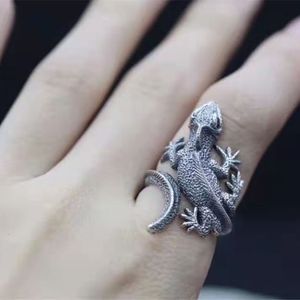 Solitaire Ring Buyee 925 Sterling Silver Lizard Finger Red Crystal Stone Eye Cute Open for Man Punk Animal Jewelry Circle 230613