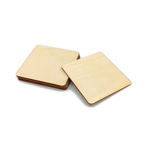 Crafts 50pcs 50100mm Unfinished Wood Square Blank Natural Wooden Squares Cutouts for DIY Crafts, Painting, Carving, Home Decorations