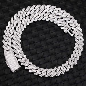 Pass Diamond Tester Gra Moissanite Diamond 8mm-20mm Wide 2rows Silver Solid Link Cuban Link Chain for Rapper Hip Hop Necklace