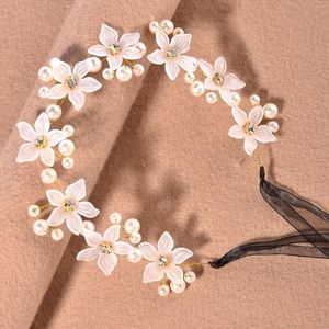 Fermagli per capelli Fascia per fiori bianchi per la sposa Accessori da sposa Copricapo con strass Fasce a nastro nero Gioielli da damigella d'onore