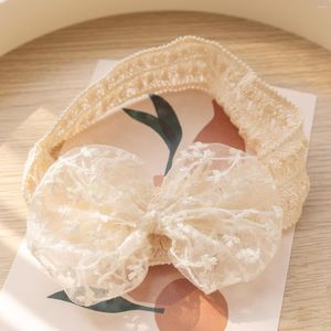 Hår tillbehör spetsar bågar baby pannband prinsessa flickor band koreanska rosa beige bowknot spädbarn småbarn pannband turban barn accessorie