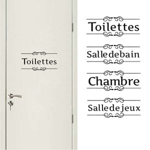 Toilet Bathroom Bedroom Games Room Entrance Sign Door Stickers For Home Decoration Diy Vinyl Wall Art Word Decals French Version