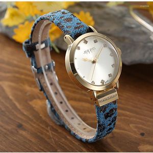 Wristwatches Top Julius Lady Women's Watch Fashion Hours Dress Bracelet Leather Retro Leopard Print Girl Birthday Wild Gift No Box