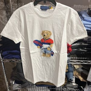 2023S Fashion Men's Sports Series Surfing Polos T-shirt with Little Bear Pattern Printed Pure Cotton Short Sleeve T-shirt