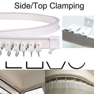 Curtain Poles 2M Track Rod Rail Plastic Flexible Ceiling Mounted Curved Straight Slide Windows Bendable Accessories Kit Home Decor 230613