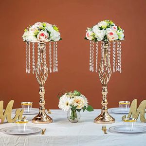 40 ila 90cm boyunda) Düğün Masa Merkezi Centerpieces Metal Çiçek Rafı Stand Otel Evi Tatil Dekorasyonu için Kristal Zincir D007