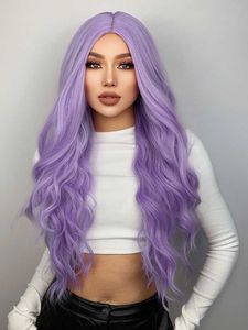 Lace Wigs Purple Body Wave Synthetic Wigs For Women Long Ombre Cosplay Party Colorful Wig Natural Hair Heat Resistant Pelucas De Mujer Z0613