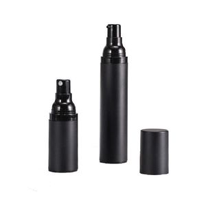 Frascos de bomba de spray AS vazios de plástico fosco preto Airless 15ml 30ml 50ml Dispensador para líquido cosmético/loção Mqbmr