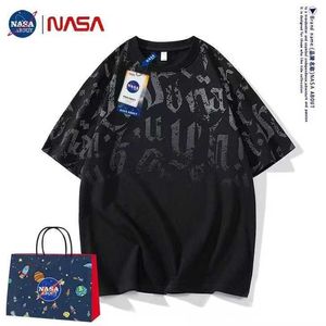 Herren-T-Shirt, NASA Co-Marken-Kurzarm-T-Shirt für Herren, Designer-Shirt, 2023, neuer Sommer, Übergröße, lockeres Baumwoll-T-Shirt, lässiges Underlay-Poloshirt, 524