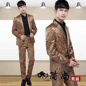 Men's Suits Fashion Leopard Blazer Men Formal Dress Latest Coat Pant Designs Suit Costume Homme Terno Masculino For Men's Stage