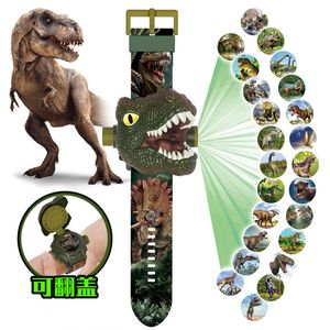 Barnklockor Projektionsklocka 3D Jurassic Dinosaur Electronic Digital Tyrannosaurus Rex Triceratops for Kids Gift A4215 230612