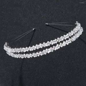Bandanas Wedding Rhinestone Headband Double Layer Hairband Silver Headpiece Bridal Hair Accessories For Prom Birthday Party