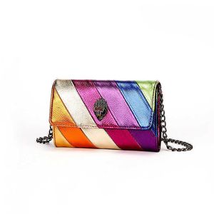 Designer Women's Bags Clashing Color Splicing Crossbody Bag Eagle Head Shoulder Bag Rainbow Handbag 0613-111