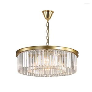 Pendantlampor American Retro Gold Black Metal E14 LED -lampor Hängande Luster K9 Clear/Amber/Grey Crystal Loft Chandelier