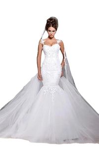 Custom Made Beautiful Court Train Illusion Transparent Back Beaded Lace Mermaid Wedding Dresses Bridal Gowns New Sexy Dress