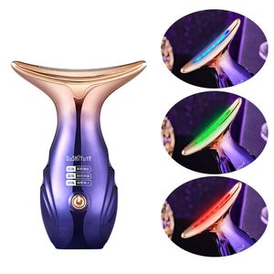 Ansiktsmassager EMS Microcurrent RF Necklyftning LED PON FÖRSLAG Hudföryngring Anti Wrinkle Aging Thin Double Chin 230612