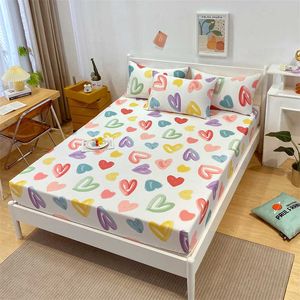 Bedding sets Cute Print Pure Cotton Fitted Sheet Set 100 Cotton Soft Skinfriendly Bed Sheets and cases Queen Size Bedsheet Bed Cover Z0612