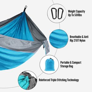 Hammocks 220x90cm Single Camping Hammock lightweight Hammock with Tree Strap for Indoor outdoor Adventure Beach Travel