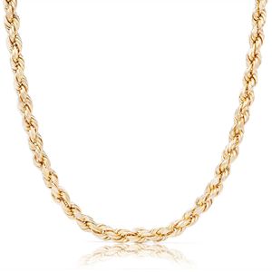 Verklig solid 10K 14K 18K 24K Solid Gold Rope Chains For Men Hip Hop Necklace