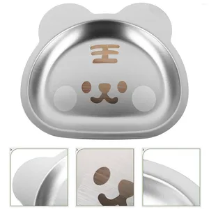 Zestawy naczyń stołowych ze stali nierdzewnej sztućce naczynia dla dzieci obiad 17.5x15x15 cm Toddler Plates Deser Bowl Silver Kids Baby