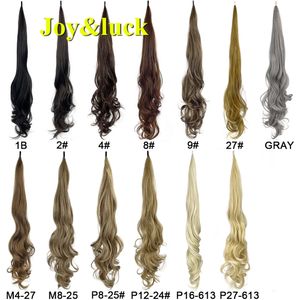 Kucyki Syntetyczne elastyczne opakowanie wokół długiego kucyka przedłużenia włosów w Ponytail Natural fala Śliczna blondynka Balck Gray Women Fake Tail 230613