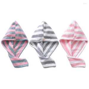 Towel Dry Hair Super Absorbent Drying Hat Quick Striped Shower Turban For Curly Long Thick