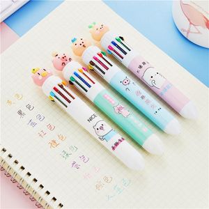 10Colors Creative Kawaii Pig Ballpoint Pen Cute Cartoon DIY Decoration Handbook Press Ball Pens School Painting Stationery 03770