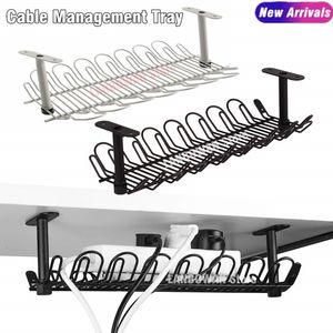 Bathroom Shelves Desk Cable Management Tray Under Table Socket Hang Holder Power Strip Storage Rack For Offices Living Room Wire Cord Organizer 230613