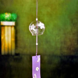 Garden Decorations Romantic Chimes Crafts Cherry Blossom Glass Wind Chimes Bells Home Garden Office Ornament Window Hanging Decor