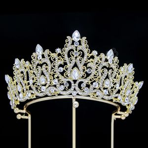 Luksus elegancki złoty srebrny kolor kryształowy korona kobiety 2023 Bridal Wedding Tiaras Diodem Hair Akcesoria