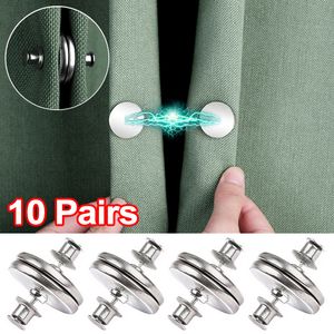 Curtain Poles 10 Pairs Magnetic Button Clips Detachable Window Screen Close Metal Magnet Buckle Room Lightproof Curtains Closure Clip 230613