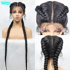 Lace s 36 Inches Long Lace Front Synthetic Braided s Lace Front Dutch Braids With Baby Hair for Black Women 230608