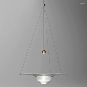 Lampade a sospensione Modern Nordic Creative Glass Halo Led Lampadario Goccia d'acqua Increspature Disco volante Atrio El Bar Illuminazione ristorante a tema