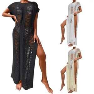 Roupa de banho feminina sexy pulôver decote redondo blusa de biquíni vestido longo saia de praia calça encobrimento maiô de malha top