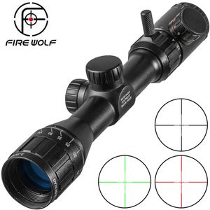 FIRE WOLF 3-9x32 AO Tactical Hunting Riflescope Green Cross Red Iluminado Range Finder Retículo Óptica Visão