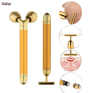 Gesichtsmassagegerät Multifunktions-Schönheitspflegegerät 24k Massagestab Roller 3D Golden Energy Bar Vibrierend für Werkzeug 230612