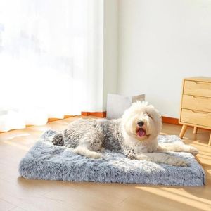 犬小屋のベッドふわふわしたペットロングプラッシュキャットマットを取り外し可能なカバーマットレスクッションクッションスリーピングマット小さな大きな犬yxwh