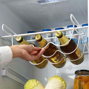 Organisationskylskåp Kökshyllor hyllor burkar ölflaskhyllor smidesjärn hyllor förvaring rack kylskåp förvaring rack