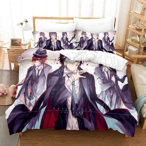 Conjuntos de cama Anime Bungo Stray Dogs Conjunto de cama Cartoon Capa de edredon e estojos Queen Tamanho completo Crianças Decoração para casa Roupas de cama Z0612