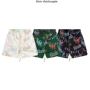 Men's Shorts Spring/Summer American Fashion Brand RHUDE Letter All Over Printing Women's Loose Relaxed Sports 5/4 Short