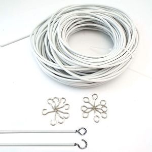 Pali per tende 05m 1M 2m Cavo per finestra in PVC Cavo Rete per binari Filo Bianco per finestre Linea per appendere a parete con GANCI OCCHI Per auto Roulotte Barche 230613