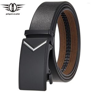 Belts Plyesxale Brand Mens Black Yellow Brown Leather Straps Automatic Buckles Waistband For Men Dress Jeans Casual Formal B982