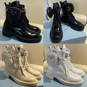 Brushed Leather Monolith and Nylon Boots with Womens High Top Shoes Thick Sole Sports Triangle Signature Casual Polyester Shoelaces