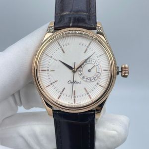 Lüks Erkekler Yeni Cellini M50505-0020 Erkek Otomatik Hareket 39mm Altın SS2813 İnce Çelik Kılıf Cowhleather Strap AAA Busine