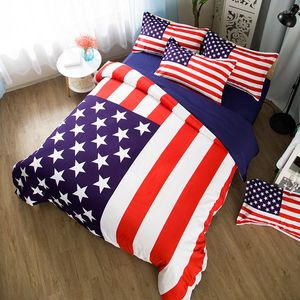 Bettwäsche-Sets King Size Amerikanische Flagge Set Single Double Full USA Bettlaken Bettbezug Kissenbezug 3/4 Stück Home Decor 5